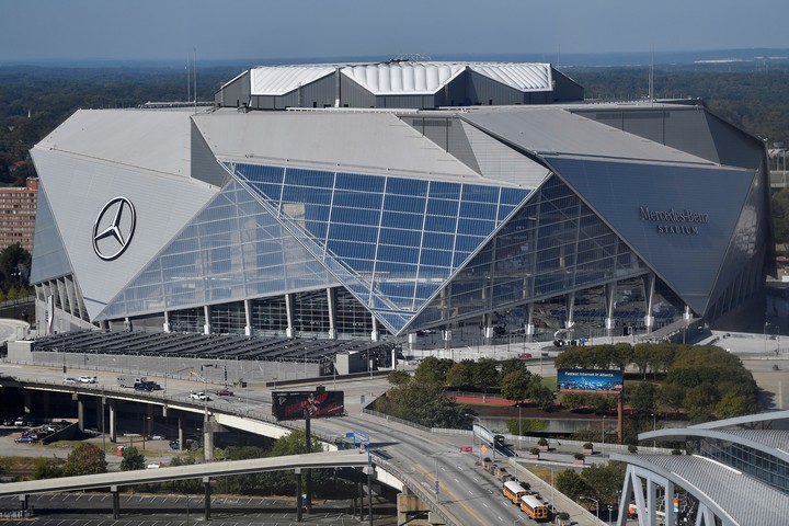 El imponente Mercedes-Benz Stadium de Atlanta, donde Messi buscará la clasificación.(AP)